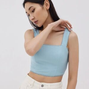 Jannat Linen Scallop Trim Crop Top